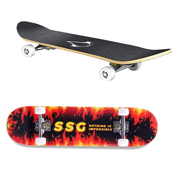 Ván Trượt Skateboard Cao Cấp Mặt Nhám Kích Thước 80cm (Màu Đỏ Lửa)