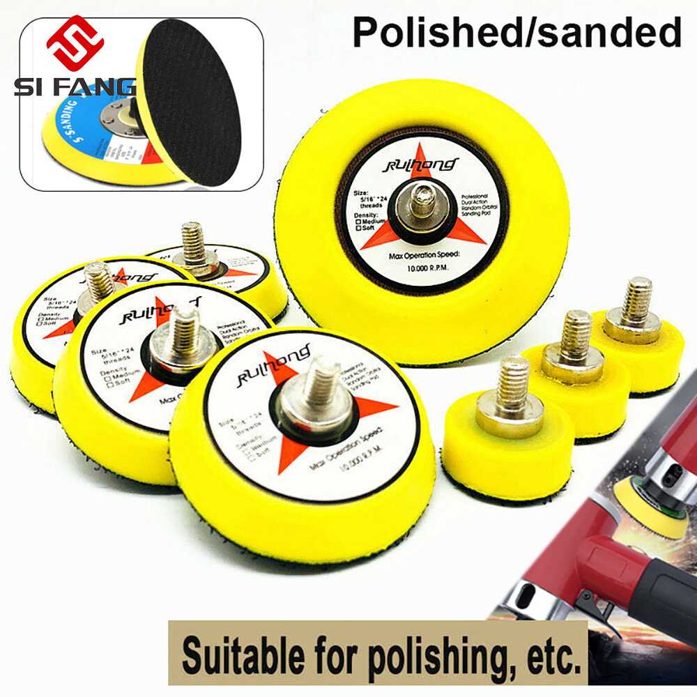 Si fang 1/2/3/4/5/6 inch hook and loop backing plate m6 and 5/16"-24 thread da air sander polisher buffer backing pad, 12000rpm pneumatic dual action random orbital sanding polishing pads