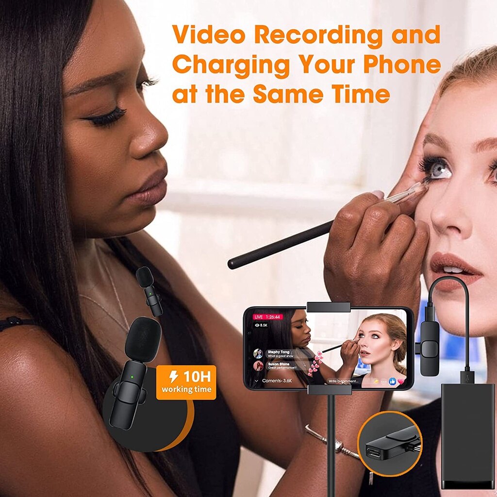 Wireless Lavalier Microphone for iphone and Android,Plug and Play Wireless Lapel Mic, Clip-on Mini Mic for YouTube Facebook Live Stream Vlog Interview Tiktok