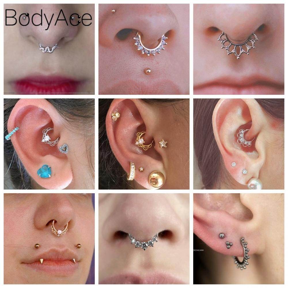 Bodyace 1 chiếc Khuyên tai xoắn ốc hình con ong hình con ong đoạn có khớp nối vòng kín bấm xỏ mũi bằng đồng 10mm