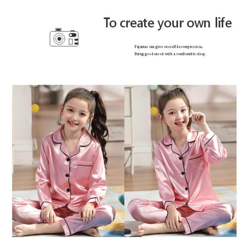 Nơi bán MOFE Dành Lụa Satin Bộ Đồ Ngủ Bộ Trẻ Em Tay Dài Đồ Ngủ Màu Đen và Xanh cho Bé Trai và Bé Gái
