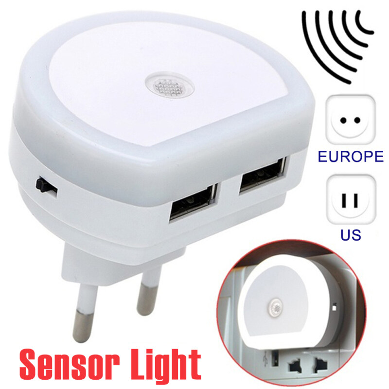 Đèn Ngủ LED Cảm Biến LF, Đèn Ngủ 5V Có Cổng Sạc USB Kép Cho Phòng Ngủ, Phòng Khách
