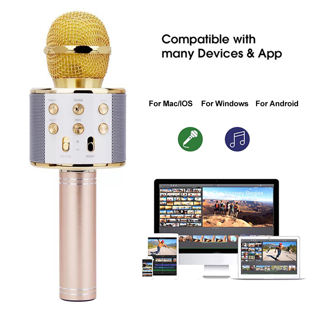 【CozyySpace】 WS858 Microphone Handheld Bluetooth Wireless Karaoke KTV Party Music Singing