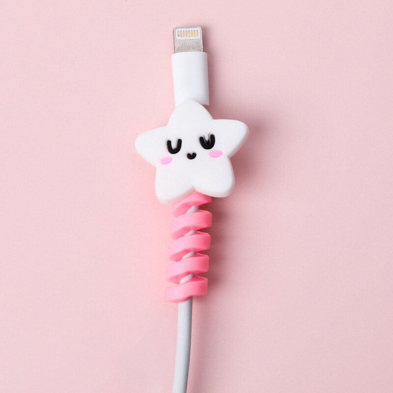 Houseeker Cute Cartoon Animal Data Cable Winder Charging Cable Anti-Break Silicone Protective Sleeve Cable Organizer Headphone Holder