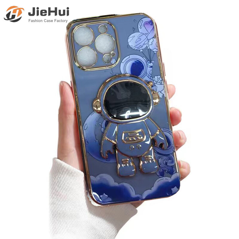 For samsung s8 s9 s10 samsung s8 plus s9 plus s10 plus tpu 3d astronaut bracket ultra thin electroplated smooth soft case shock proof cover bumper phone case