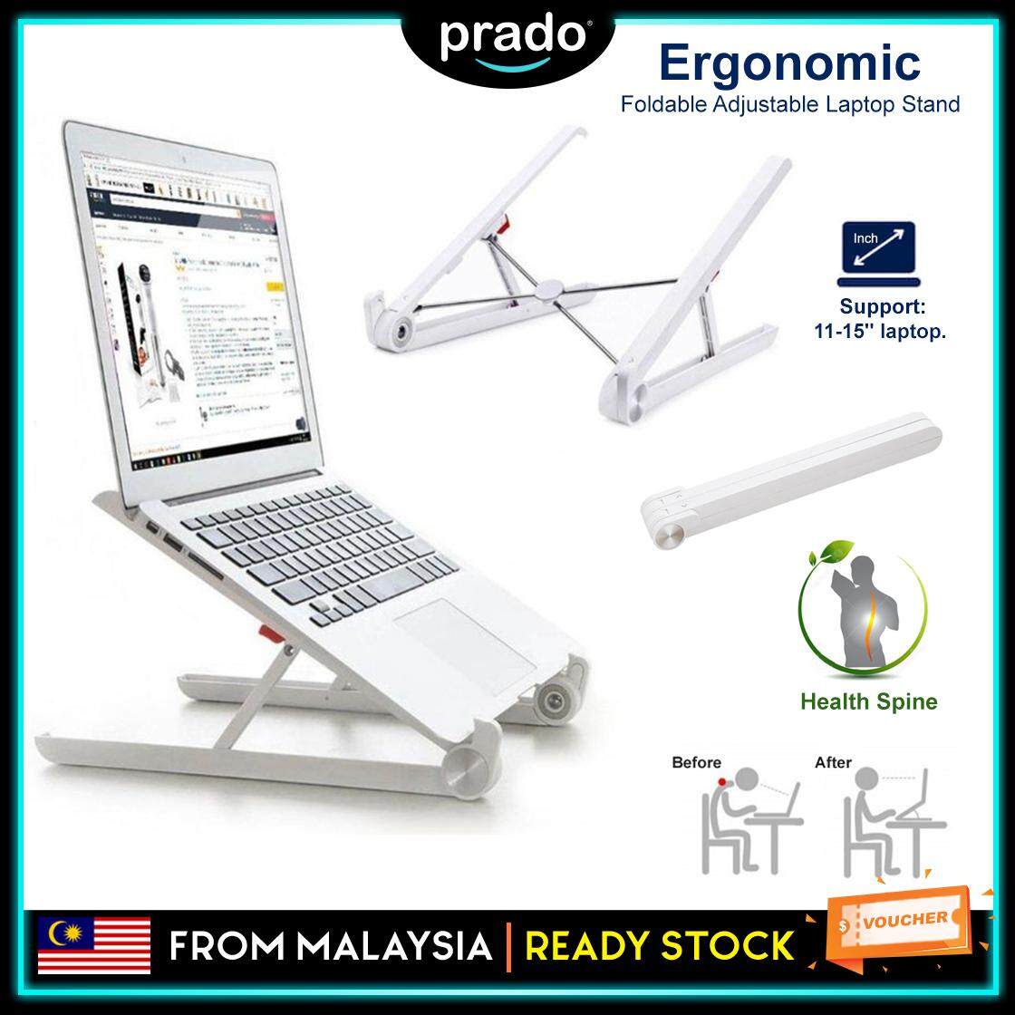 PRADO Malaysia Portable Travel Laptop Stands Foldable Desktop Notebook Holder Mount Adjustable Eye-Level Ergonomic Design Portable Laptop Riser for MacBook, Notebook Computer PC iPad Tablet 11 inch to 15 inch