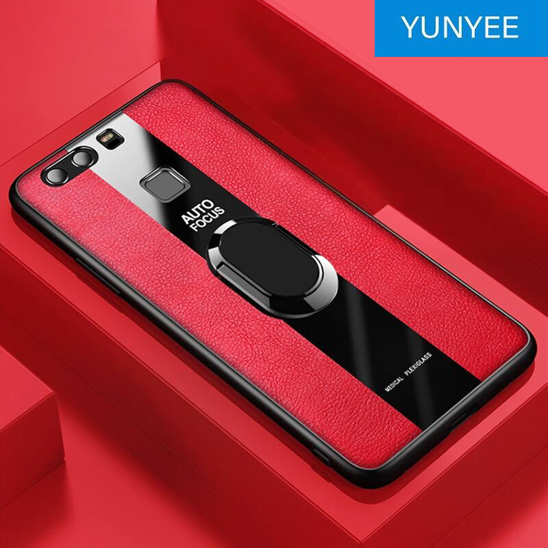 Yunyee for huawei p9 plus p9 huawei p10 plus p10 huawei p20 lite p20 pro p20 huawei p30 lite p30 pro p30 phone case shockproof luxury leather back cover with magentic ring holder for huawei p9 plus case