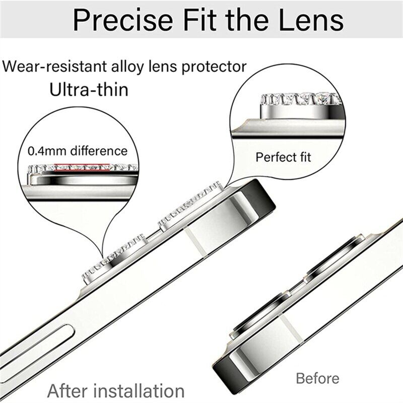 QuXis Diamond Camera Case For iPhone 14 13 11 Pro Max 12 Pro Max Camera Lens Protector Screen Case For iPhone 14 Plus Tempered Glass