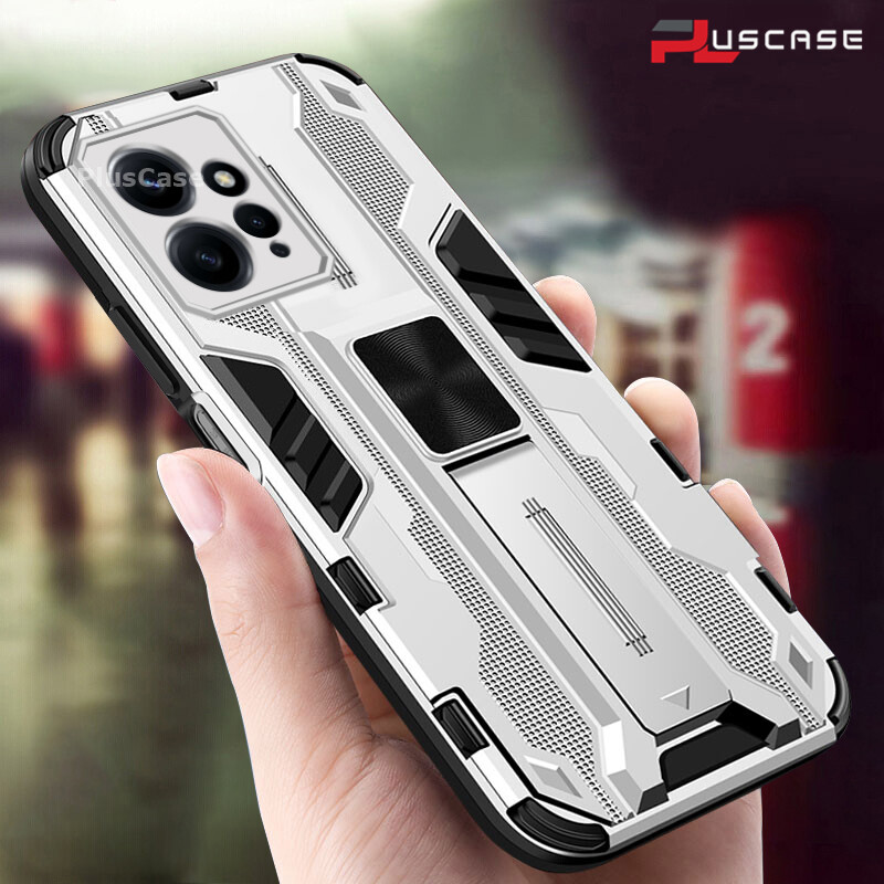 PlusCase for Xiaomi Redmi Note 12 4G Case Shockproof Kickstand Armor Camera Lens Protector Hard Back Cover