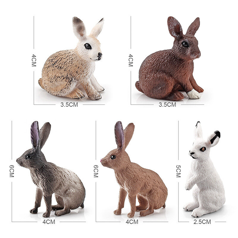 Simulation Forest Wild Rabbit Model Ornament Solid Static Rabbit Hare Shape Toy PVC Miniature Collection Toys Educational Kids Toy Toys for Boys Toys for Girls