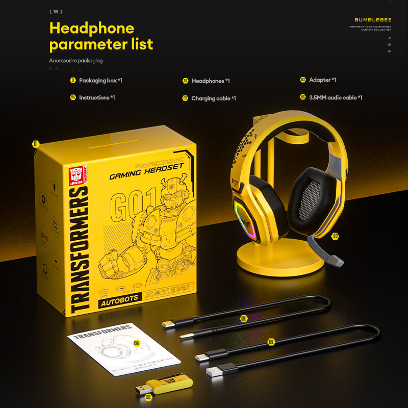 Transformers TF-G01 Bluetooth Dual Mode Headset Wireless Bluetooth 2.4G Wireless Wired Dual Mode Heavy Bass Sports Noise Cancellation Gaming Headset Universal for mobile phones and computers
