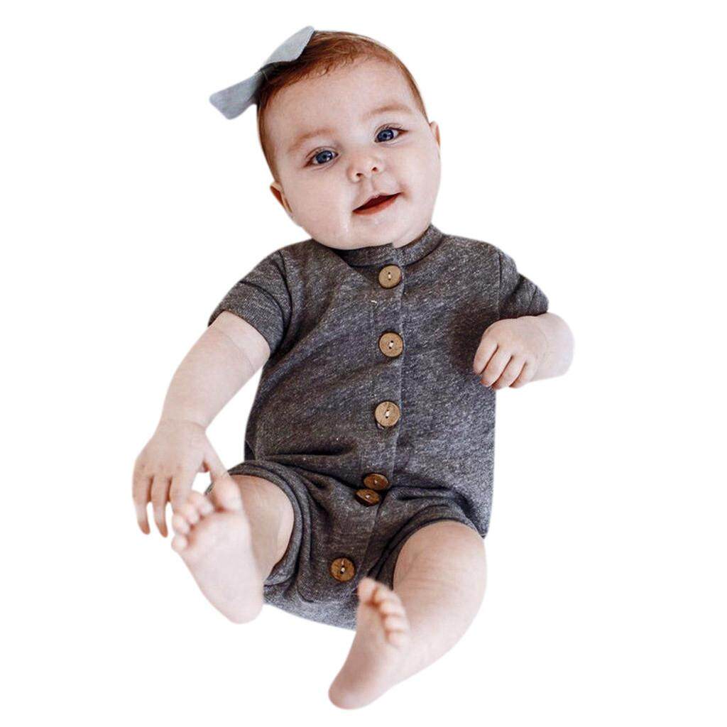 Newborn Infant Baby Girl Short Sleeve Striped Romper Jumpsuit Outfits Clothes