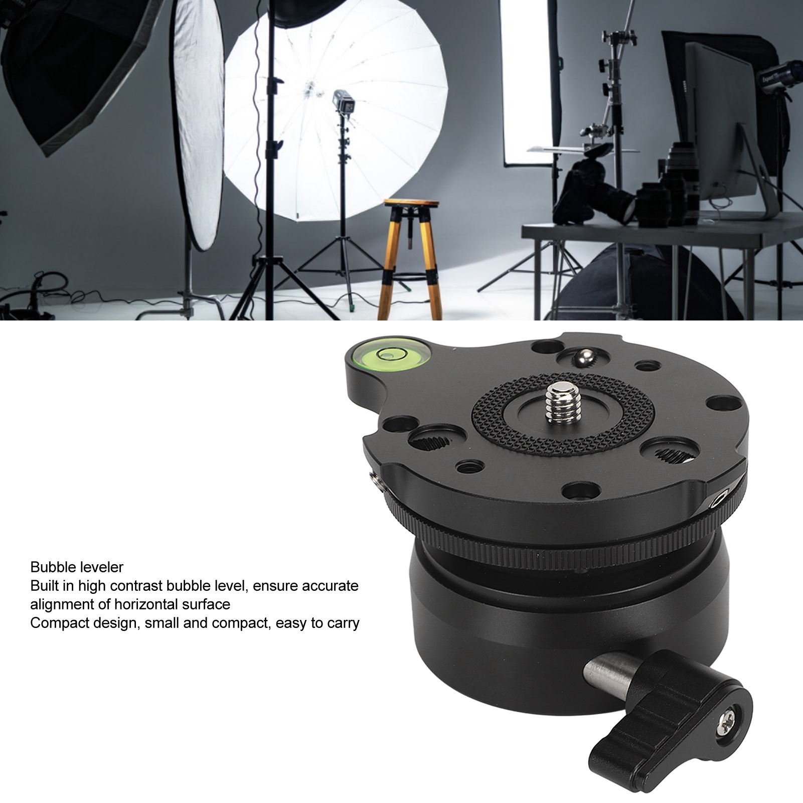 Tripod Head Leveling Base Half Ball Metal 360 Degree Rotating Camera Leveler Tripod Leveling Base for Tripods