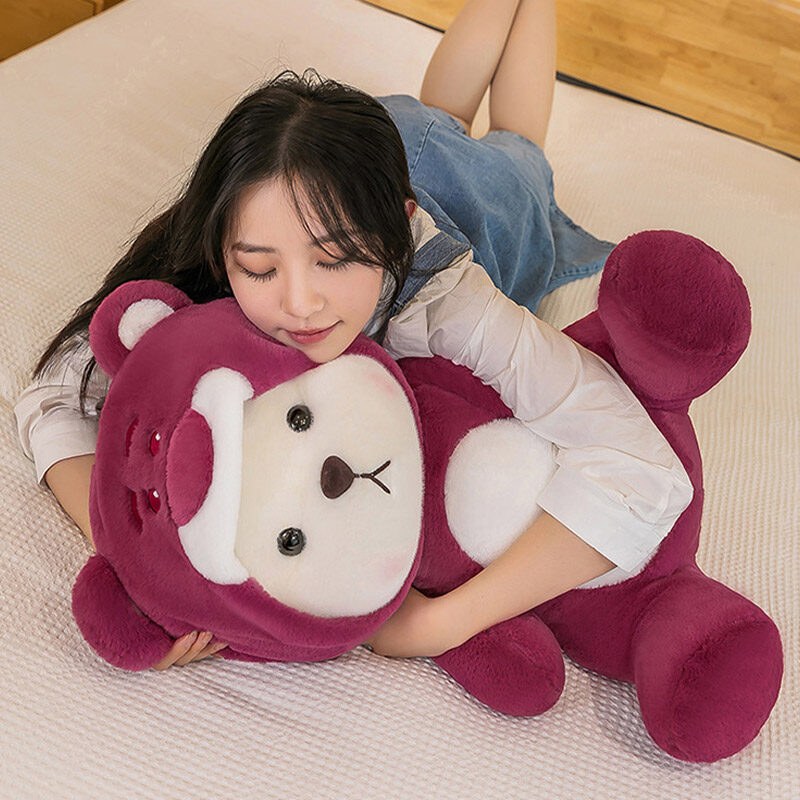 HS New super cute transformed strawberry bear plush teddy bear doll