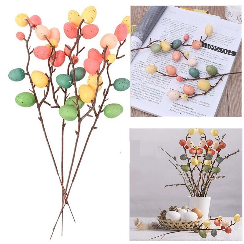 1 Branch Foam Fake Easter Egg Tree Branch Flower / Easter Decorations / Realistic Egg Tree Ornaments Kids DIY Crafts