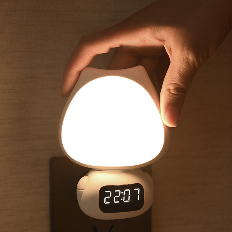 XiaoZhubangchu Remote control night light small night light 300°rotating charging and plugging dual-purpose timing adjustable light with clock