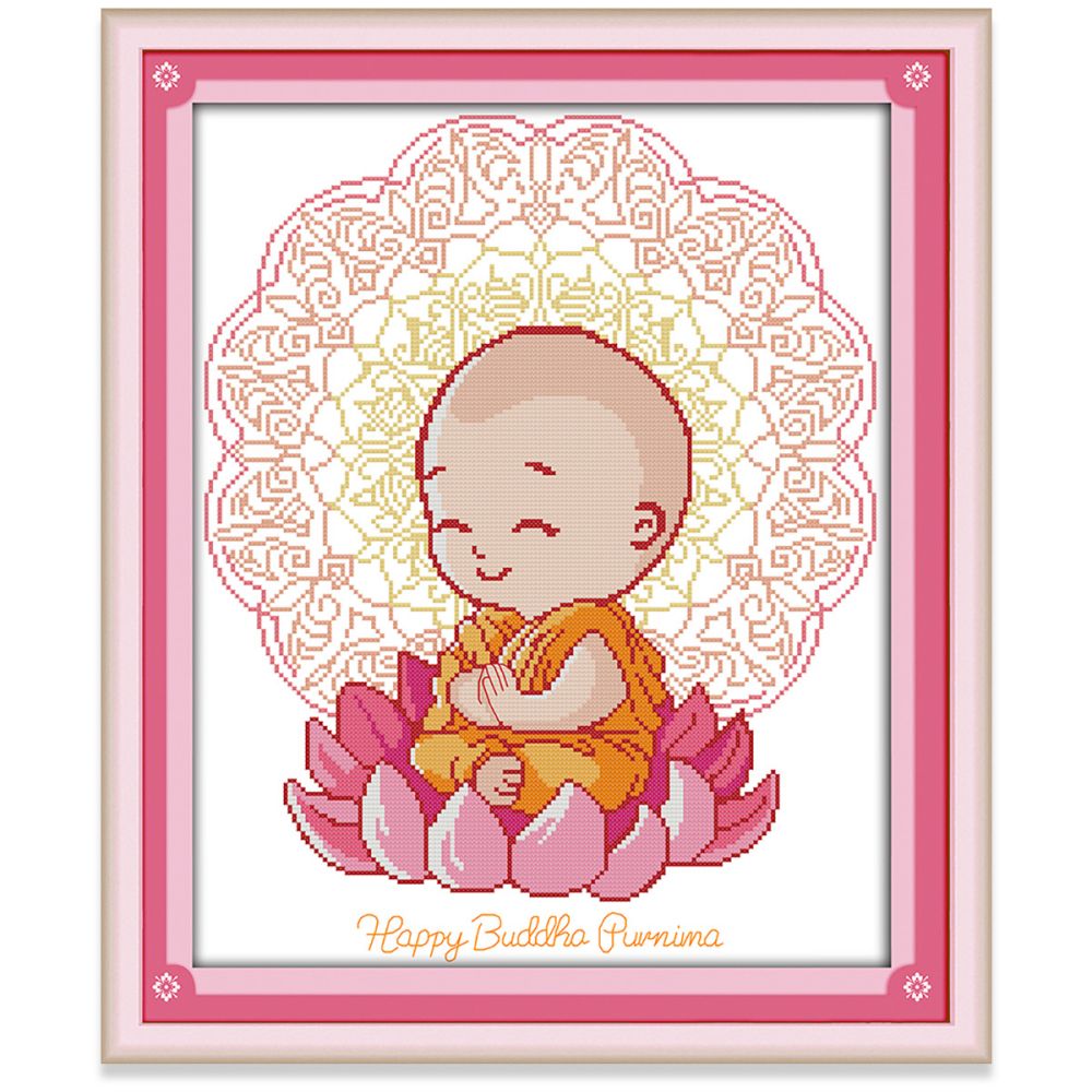 Cross Stitch Set Kit with Monk Buddhism Pattern Unprinted/Printed Counted/Stamped Fabric 14/11CT