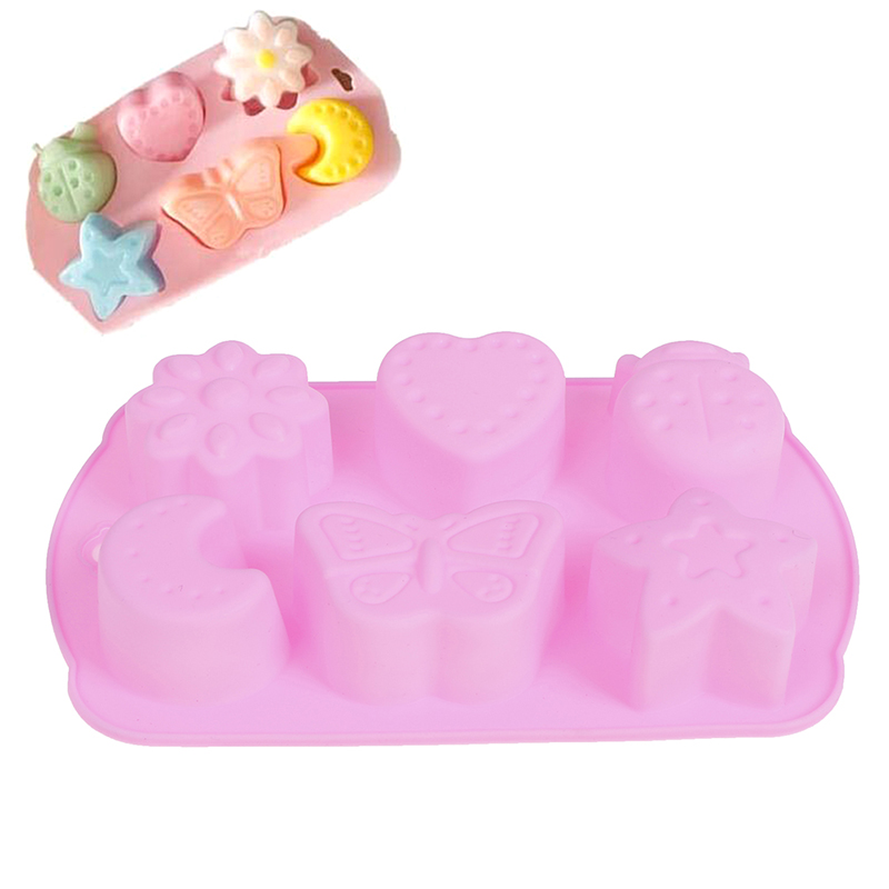 Insect Shape Mould Silicone Cake Decoration 6 Grid Multifunction Handmade Mould