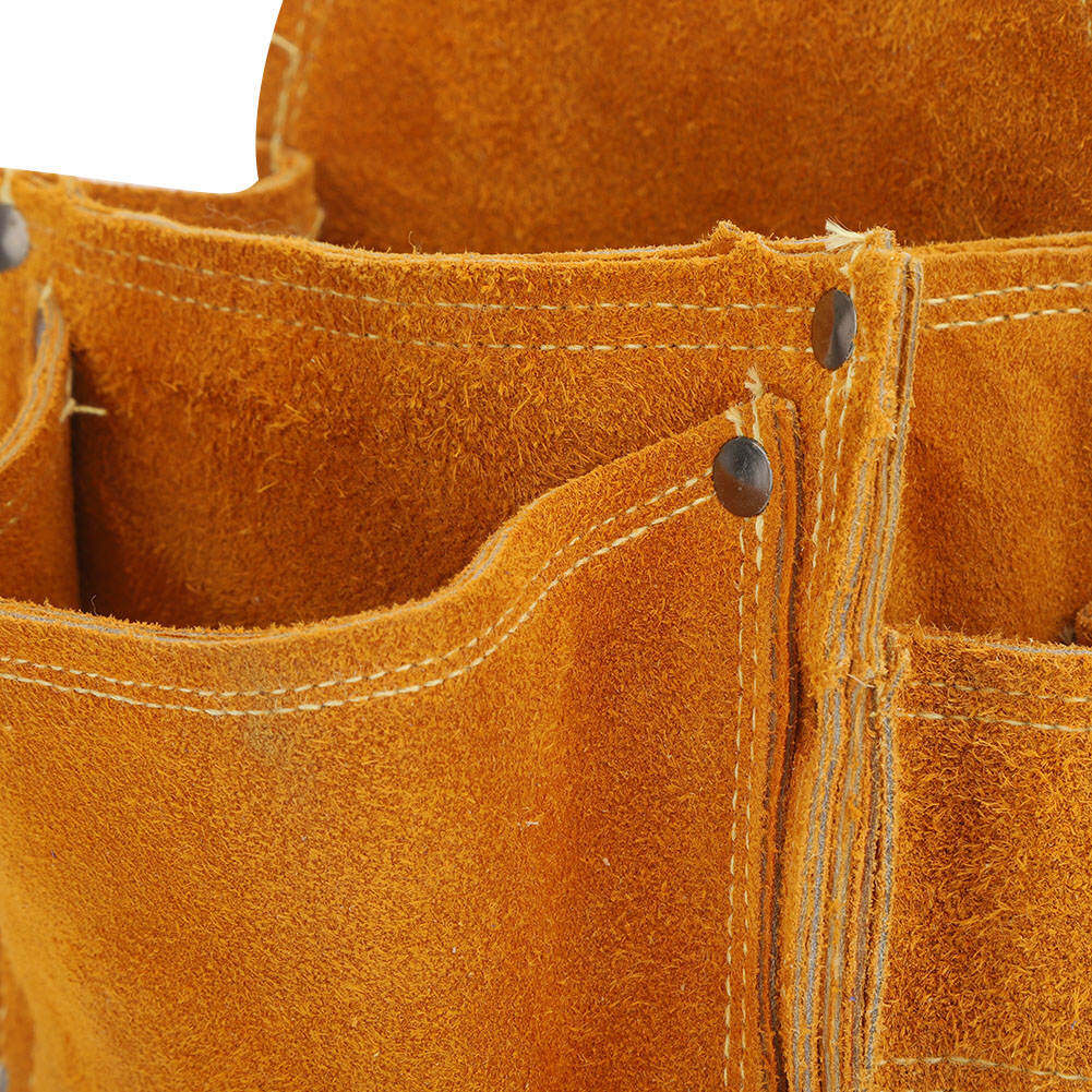 Tool Waist Storage Bag Work Apron Durable Cowhide Construction Portable Multifunctional Hardware Tool Storage Ginger Color