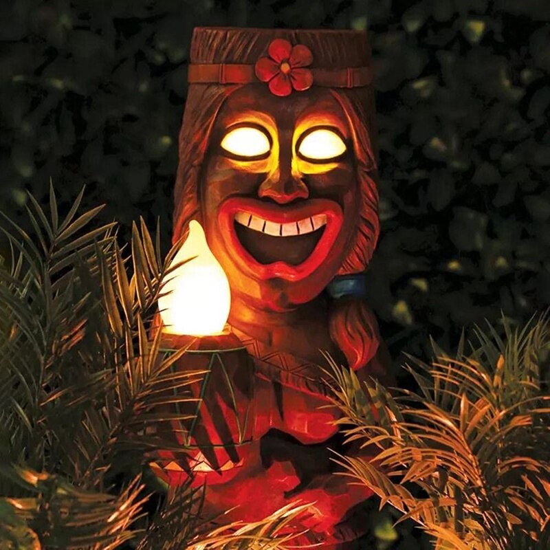 Mayan Totem Statue Solar Lights Outdoor Garden Decor Garden Statues and