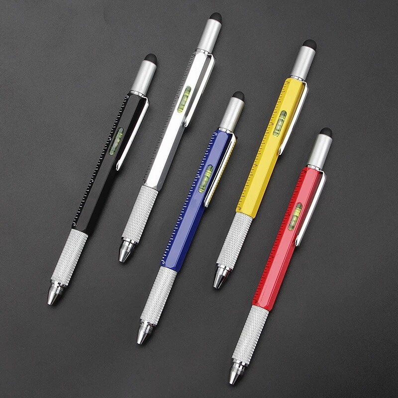 Multi-function Handheld Pen Mini Screwdriver Measure Tool Tech Ruler Screwdriver Touch Screen Stylus Spirit Level