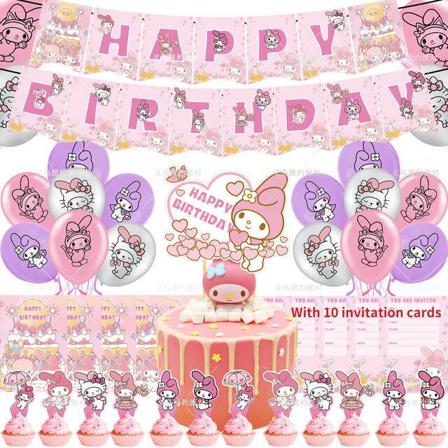 Kwaii Sanrio Melody Theme Birthday Party Balloon Set Y2K Girls Party ...