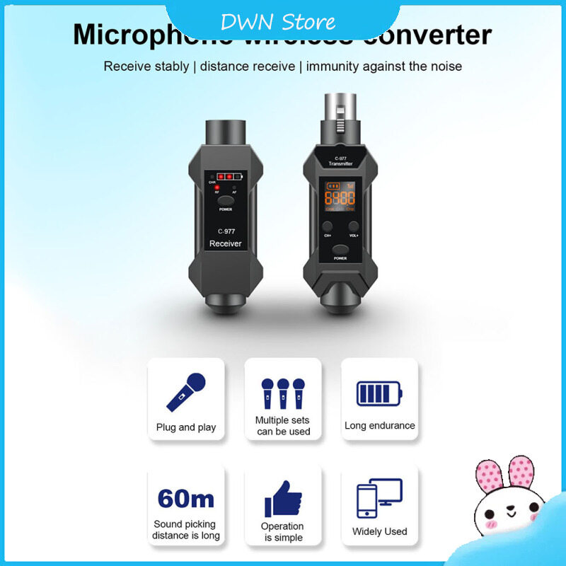 Dynamic Microphone Converter Wireless System Xlr Transmitter Receiver 6.5 Adapter For Dynamic Mic