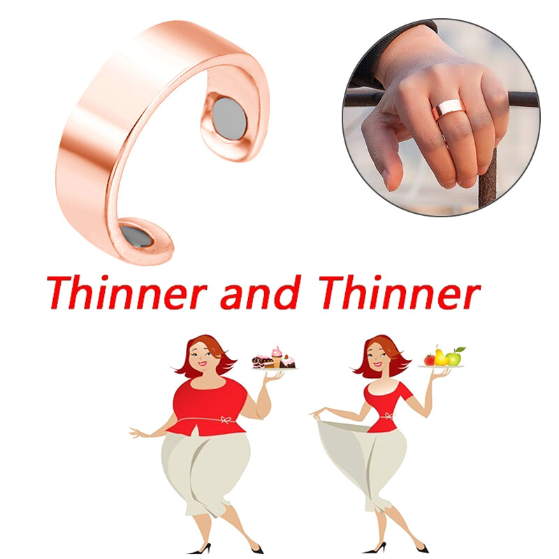 【ZNBY】Glossy Silver Magnetic Health Ring Magnet Open Ring - 1 Piece