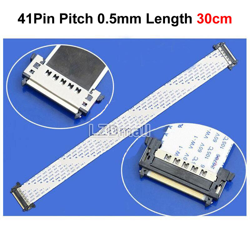 1pc 41Pin FFC FPC Cable 0.5mm Pitch Length 300mm 500mm 1000mm LVDS 1080P 4k HDTV 41P Flexible Flat Cable 41Pins 30cm 50cm 100cm 1M Double-end With I-PEX Connector Interface