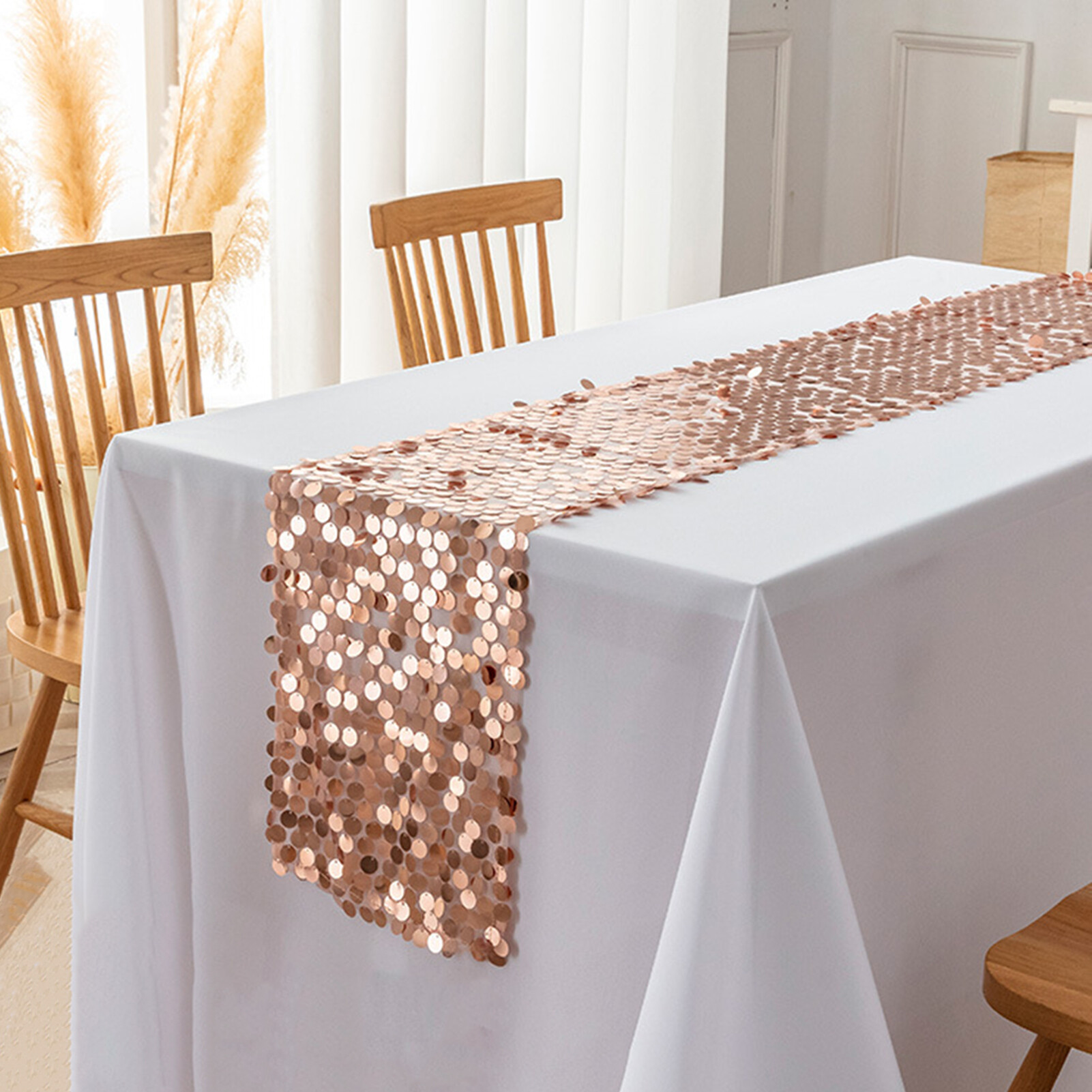 Table Runner Eye-catching Table Runner Shimmering Sequin Table Runner Long-lasting Vibrant Color Perfect Dining Table Decoration
