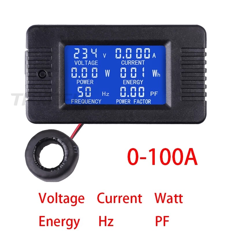 Kỹ Thuật Số Điện Áp Hiện Tại Meter, Bảng Điều Khiển LCD Ampe Kế Công Suất Kwh, AC80-260V Ampe Kế Vôn Kế 100A Có Cuộn Dây CT TX022