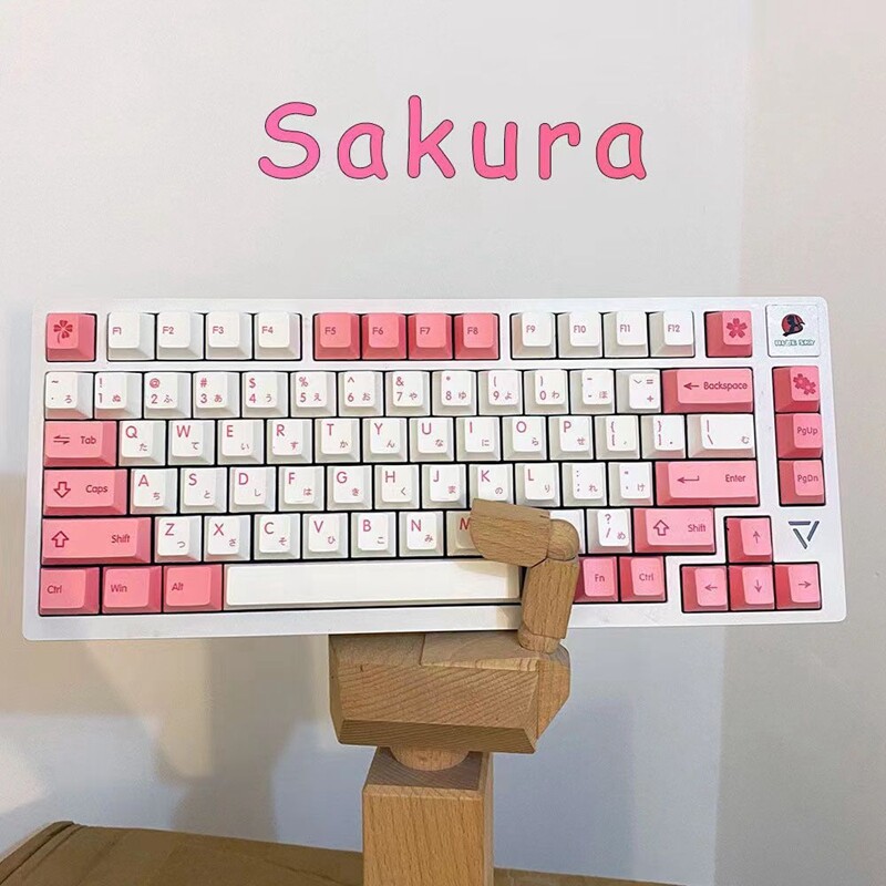 【Keycap Only】Tokyo Sakura Keycap Cherry Profile PBT Sublimation Japanese Keycaps For Cherry MX Switch Mechanical Keyboard Keychron/RK61/GK61/Anne Pro 2