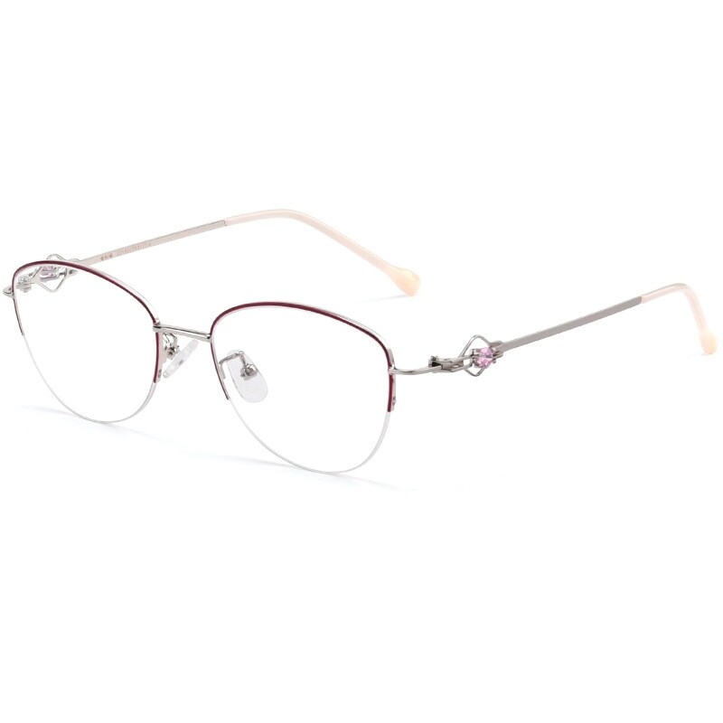 FIRADA Fashion Vintage Eyewear Retro Oval Half Frames Metal Eyeglasses Myopia Optical Prescription Glasses Frame For Women 8025Z