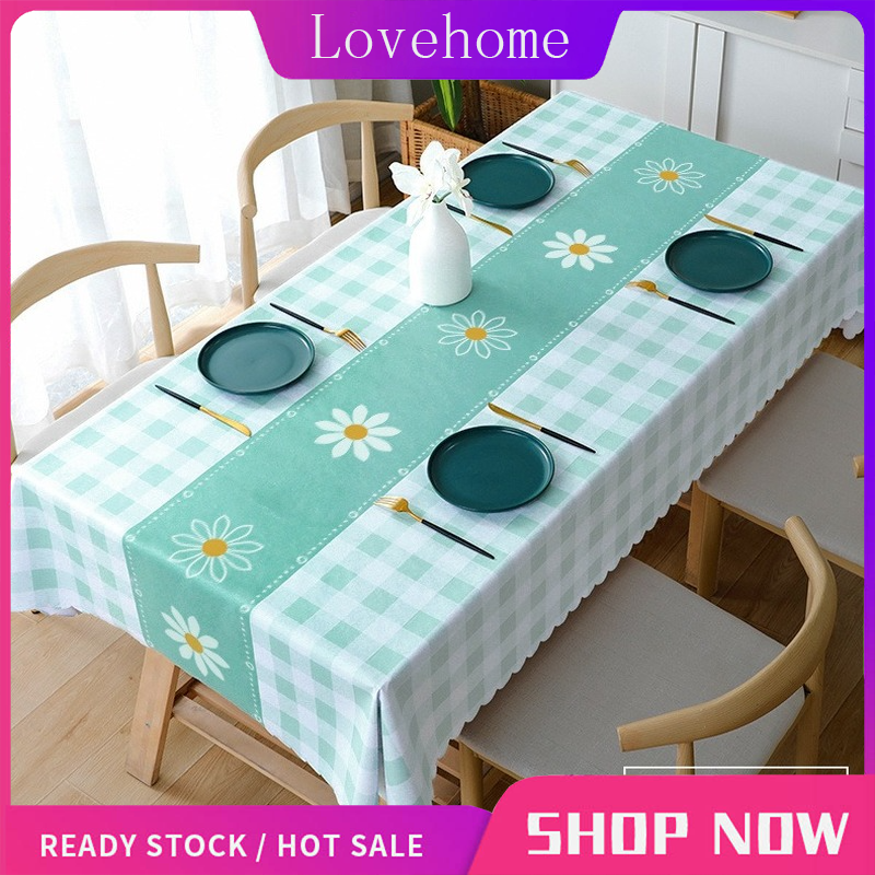 Lovehome Tablecloth for 2 4 6 8Seater Rectangular PVC Dining Table Cloth Waterproof Oilproof Table Cover