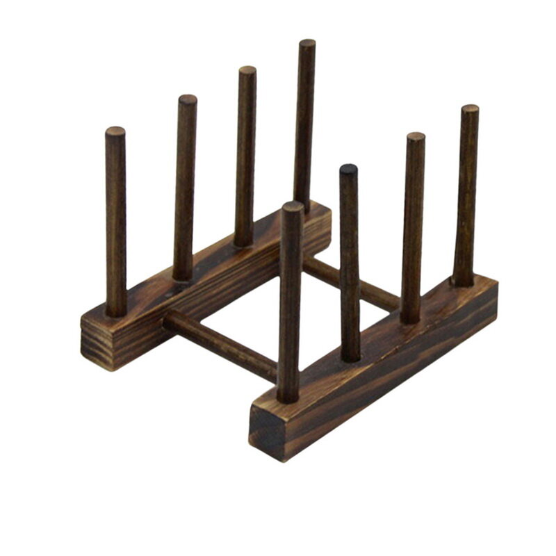 Loozykit Plate Dish Cup Holder Dish Drying Rack Kitchen Counter Wooden Drain Rack Kitchen Organization Shelf