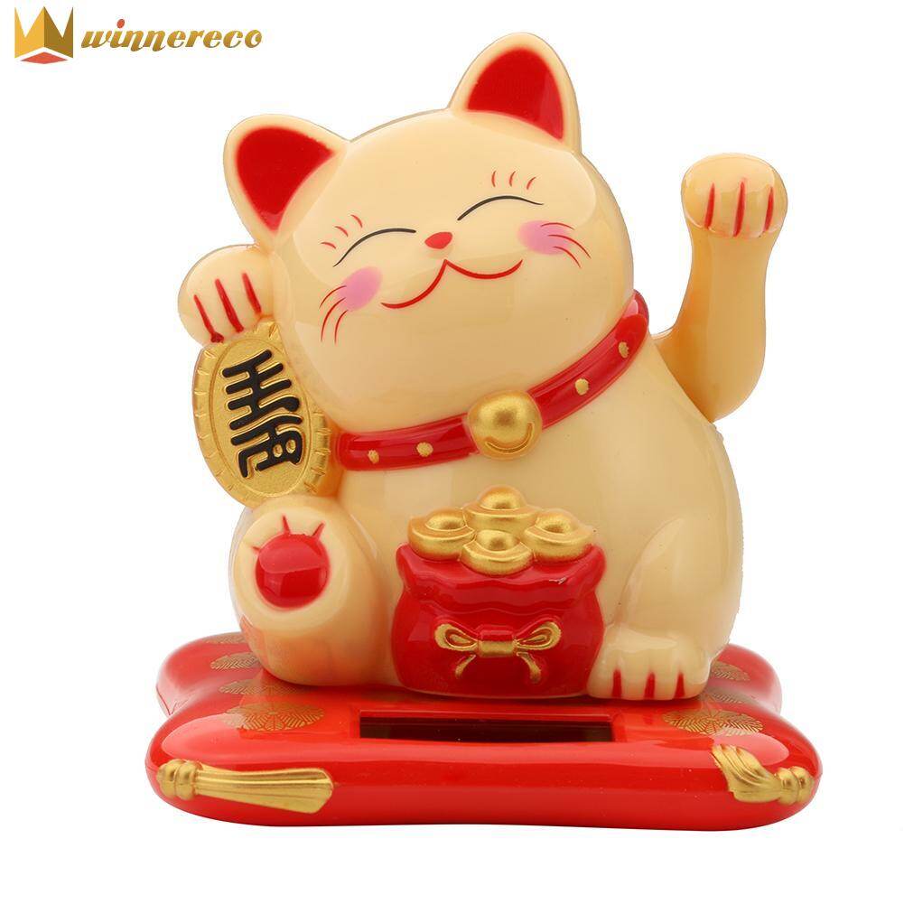 2.5 inch Cute Shaking Hands Solar Lucky Fortune Cat Wealth Waving Figurines