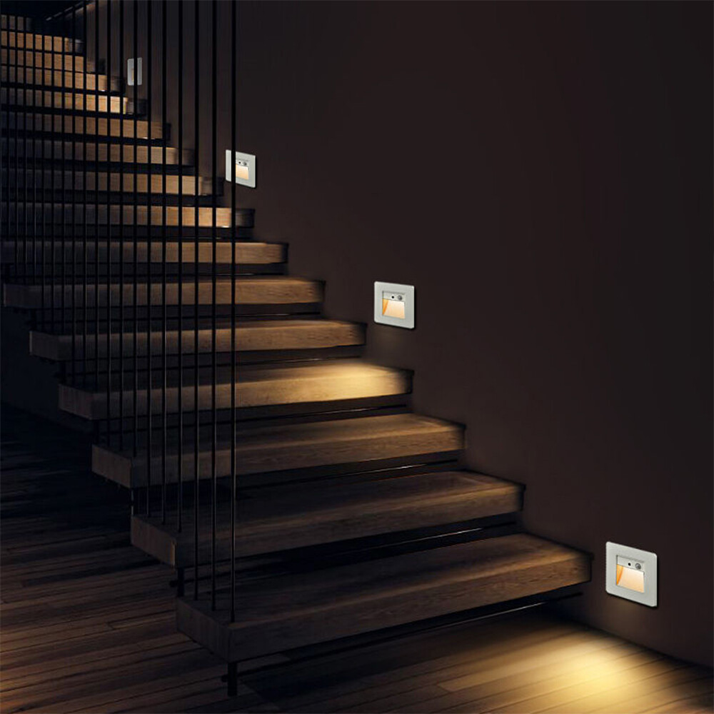 180-240V Night Light Smart Light PIR Motion Detector Sensor LED Stair Light Recessed Step Light Ladder Wall Light Kitchen Foyer