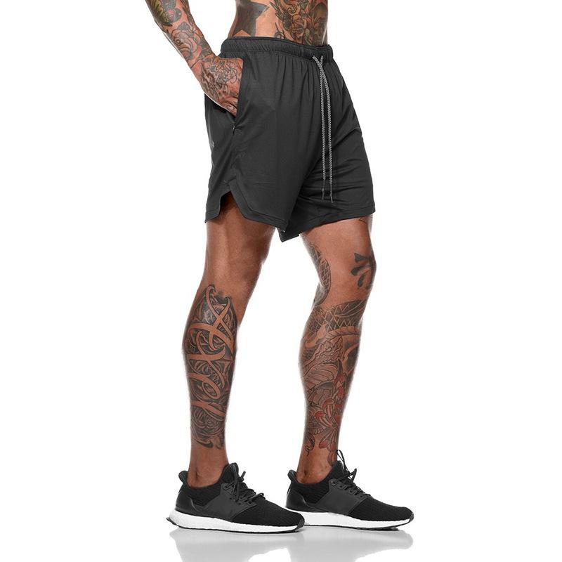 2 In 1 Running Shorts Men Compression Quick Drying Breathable With Built-in Pocket Training Shorts