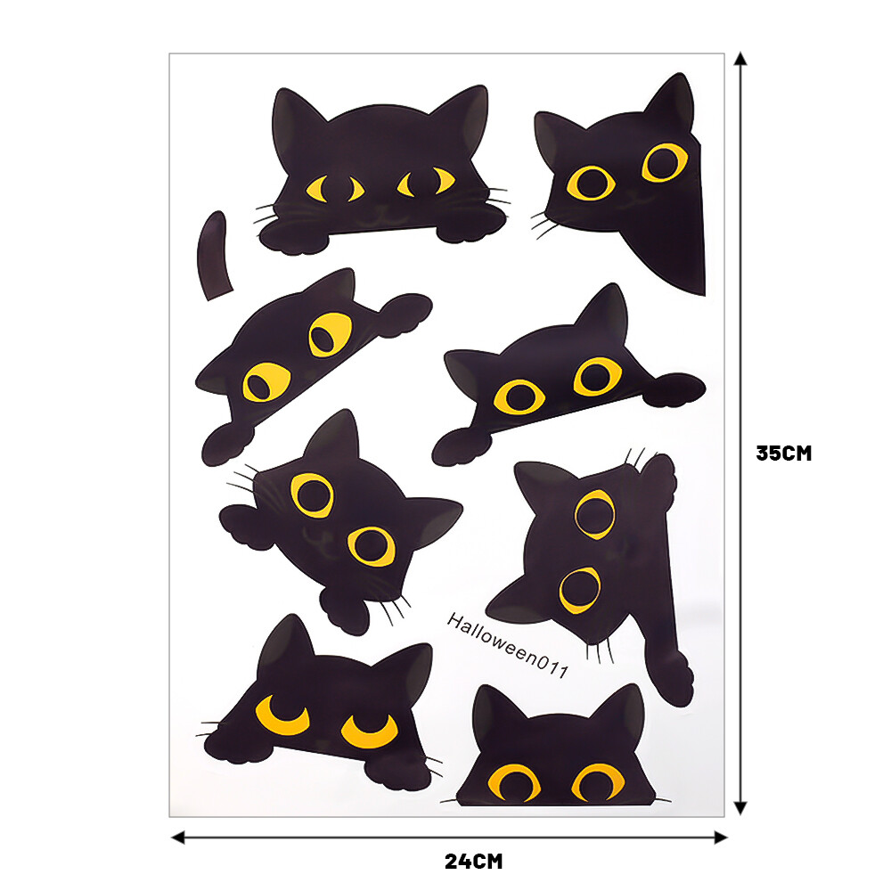 Cute Black Cat Sticker Halloween Party Atmosphere Wallpaper Window Glass Switch Decorate Wall Sticker