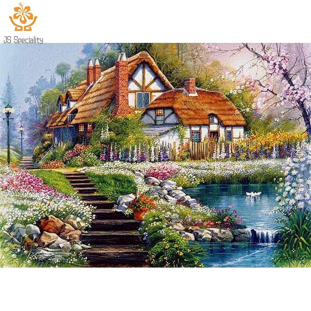 Cross Stitch Kits 11CT Stamped DIY Cabin Full Embroider Needlework