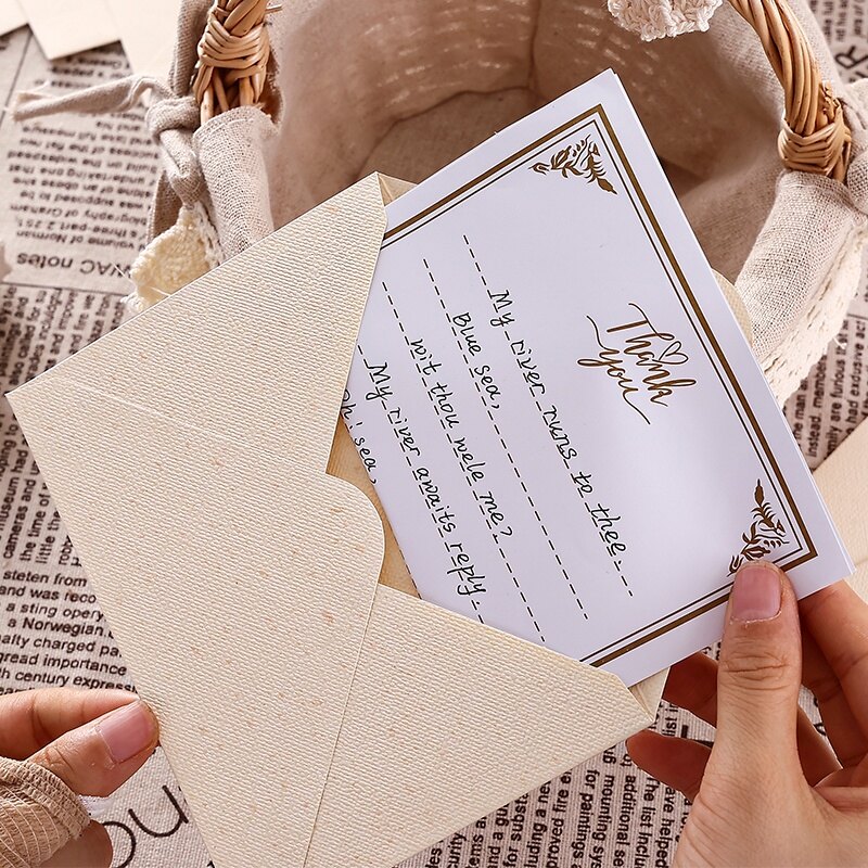 5 pcs Linen kết cấu phong bì đơn giản phong bì Retro thiết lập