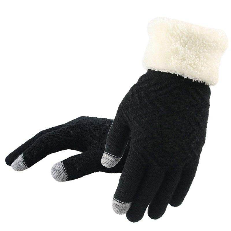 Women Fashion Knitted Gloves Touch Screen Female Thicken Outdoor Winter Gloves