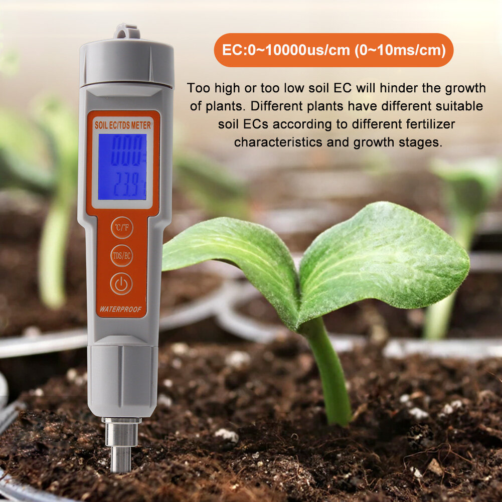 RCYAGO Dụng Cụ Kiểm Tra Đất 3 Trong 1 Kỹ Thuật Số Máy Đo Đất TDS/EC/Temp Máy Đo EC Máy Đo TDS Đất Bộ Điều Nhiệt Phân Ủ Nhiệt Độ Cho Đất Bộ Dụng Cụ Làm Vườn Cây