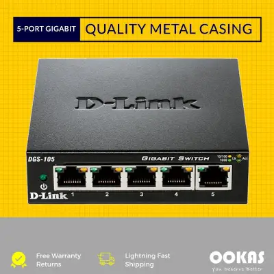 D-Link DGS-105 Quality 5-Port Gigabit Desktop Network Ethernet LAN Switch In Metal Casing