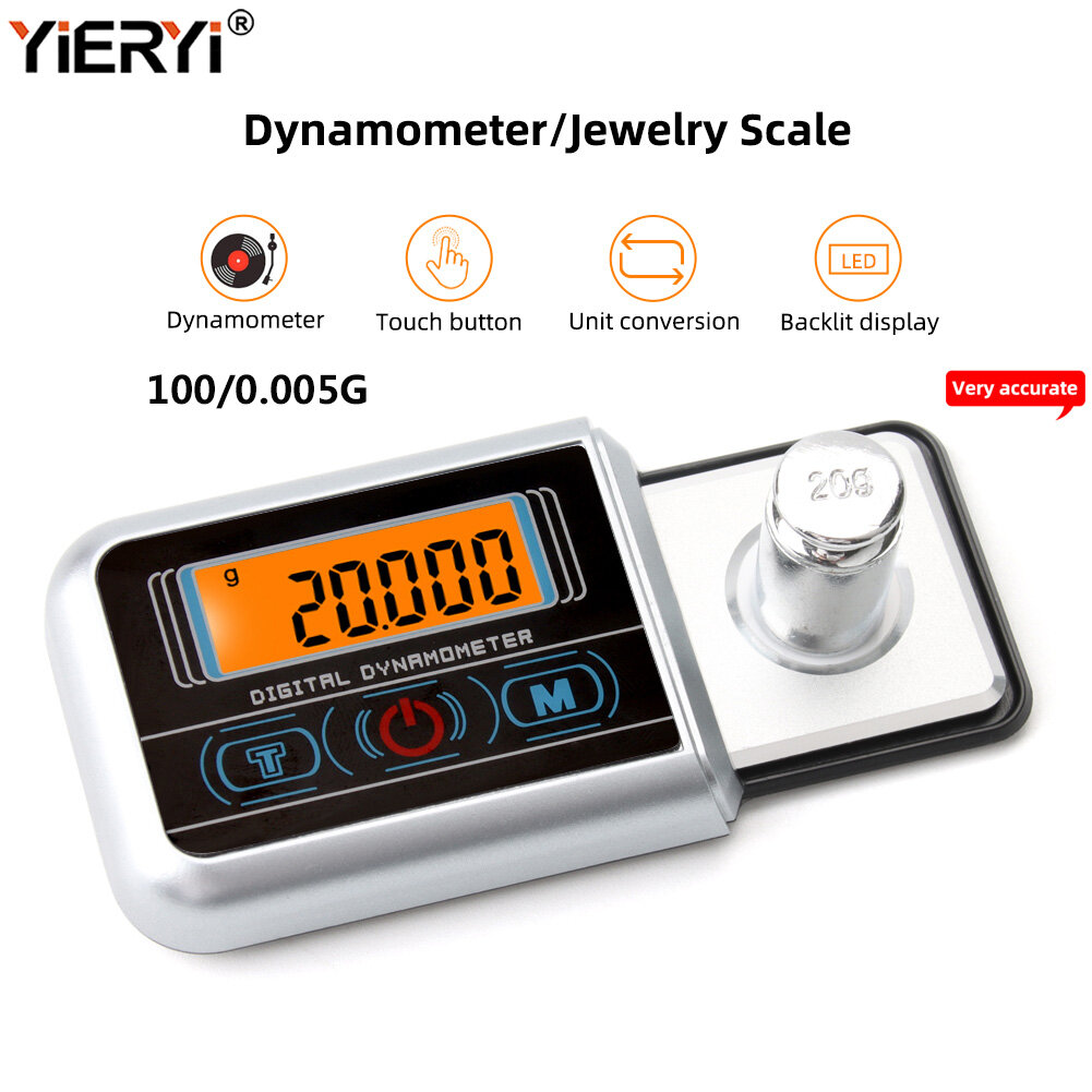 yieryi Digital scale Dynamometer 20/0.001g 100/0.005g Electronic Jewelry Scale High Precision with Backlit Display