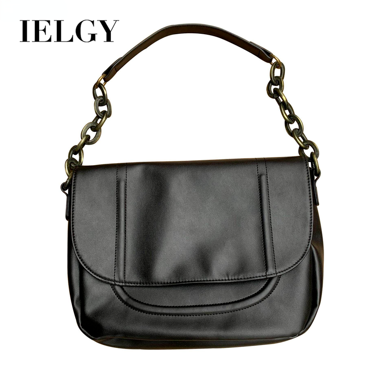 IELGY bag women messenger bag fashion large capacity thick chain wild ins Korean version of the black big bag