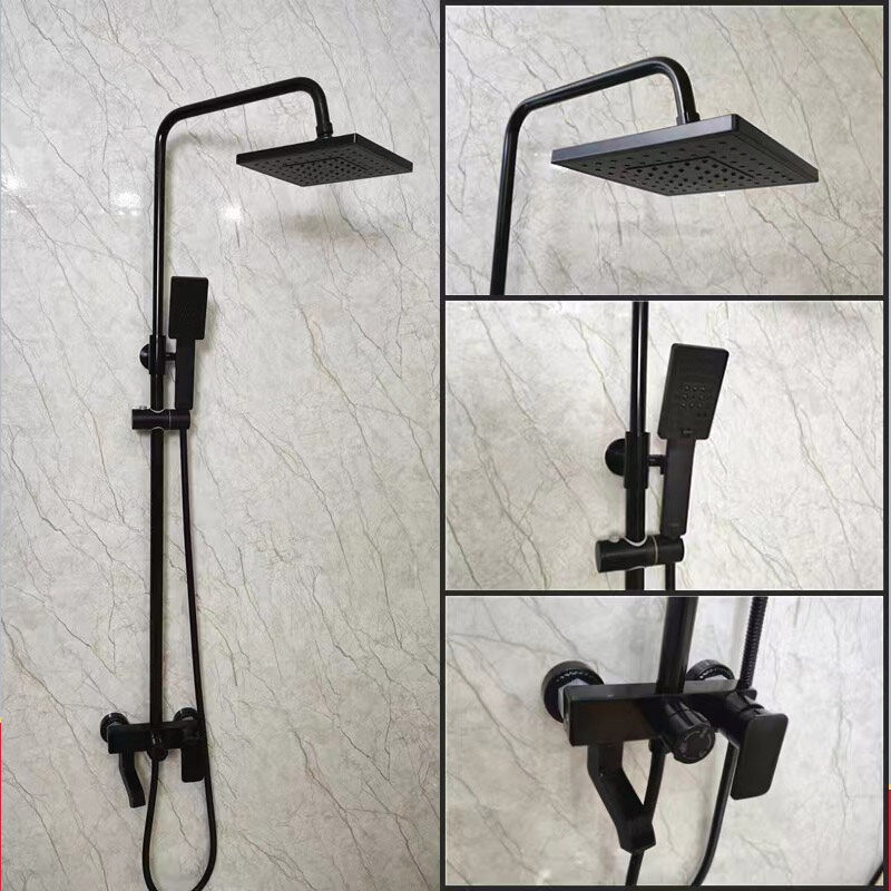 Space aluminum shower set, full copper aircraft carrier piano, home constant temperature digital display, booster nozzle shower bathroom
