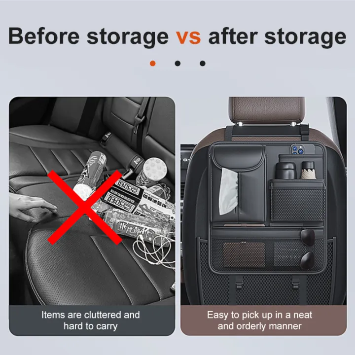 SEAMETAL Universal Car Seat Back Storage Pocket Multi-function Hanging Bag Tissue Box Auto Interior Organizer