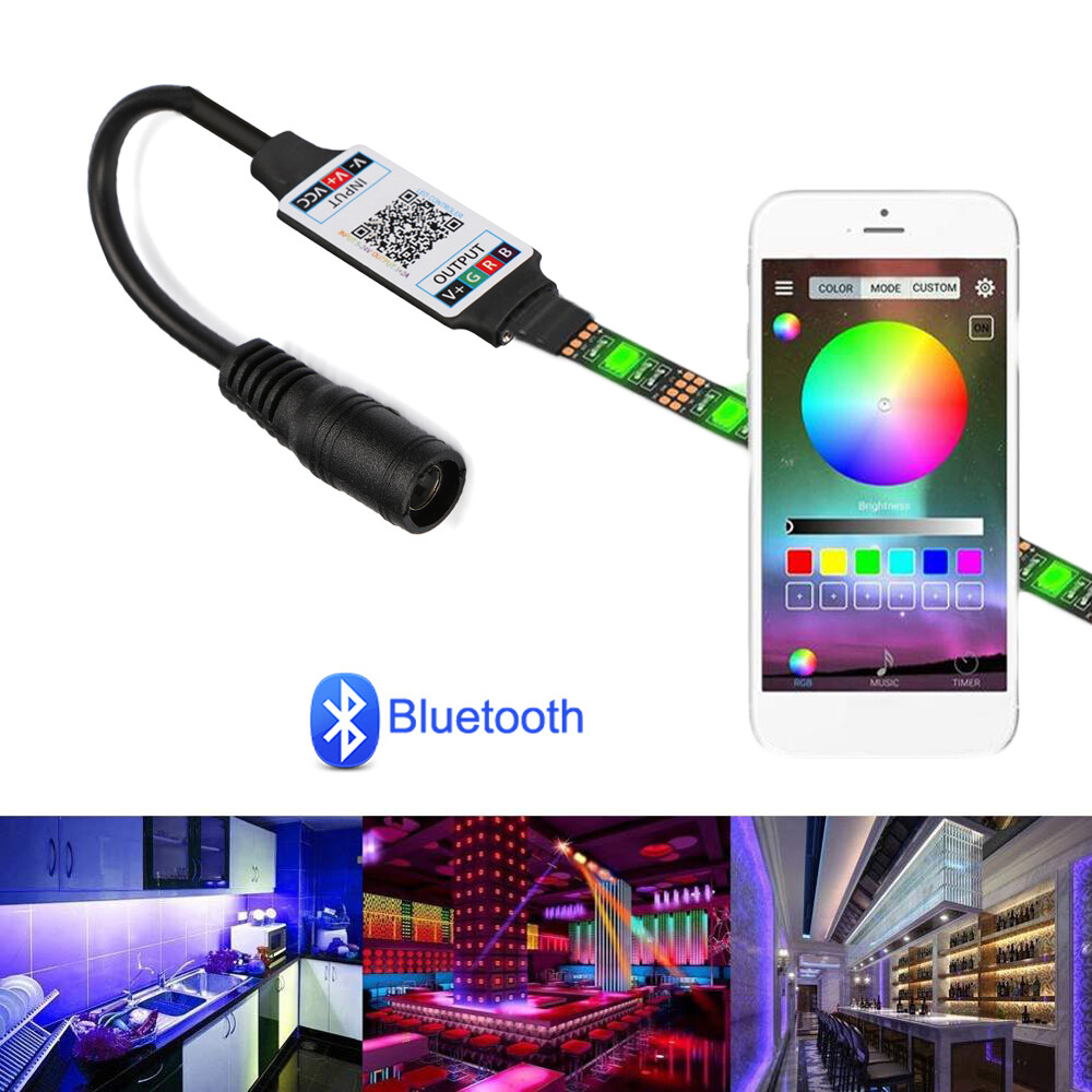 1 Dây Điều Khiển Đèn LED Mini Bluetooth RGB, Điều Khiển Điện Thoại Thông Minh Không Dây DC 5-24V 6A Cho Dải RGB 3528 5050
