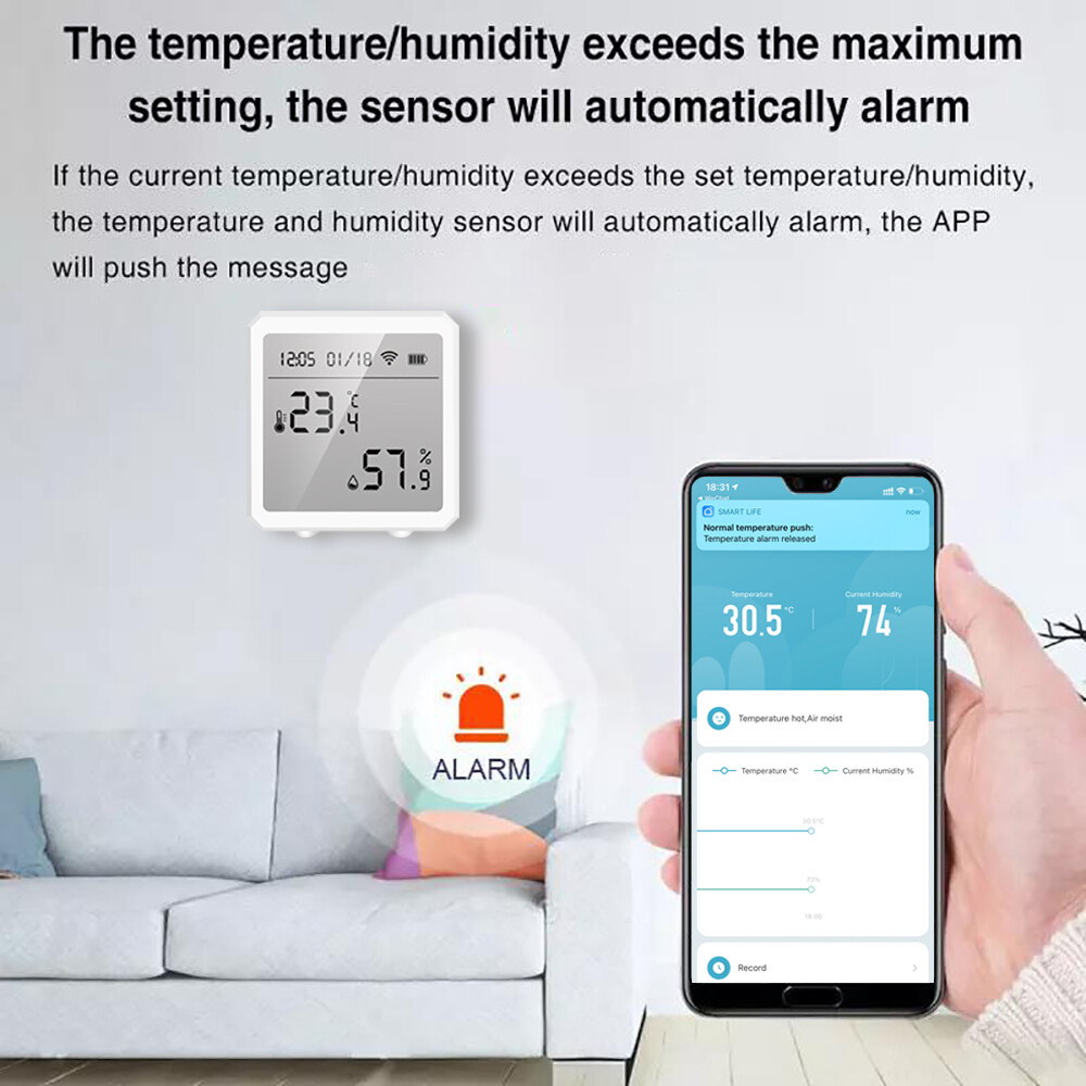RCYAGO Tuya Đồng Hồ Đo Nhiệt Độ Bluetooth Bộ Kiểm Tra Nhiệt Độ Từ Xa WIFI Bộ Điều Khiển Nhiệt Độ Bộ Điều Khiển Ẩm Kế Điều Khiển Giọng Nói Cho Gia Đình